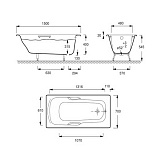 Чугунная ванна Jacob Delafon Prelude 150x70 с отверстиями под ручки E2944-00