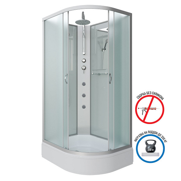 Душ.каб. NG-33984-14LBKTG (900х800х2100-2400) средний поддон (26см) стекло МАТОВОЕ 4 места