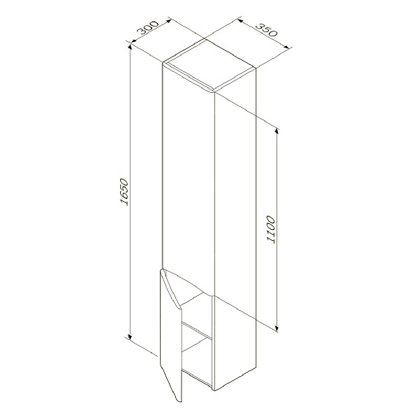 M80CHR0356WG Like, шкаф-колонна, подвесной, правый, 35 см, двери, белый, глянец, ш