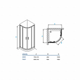 Душевое ограждение  "KOLLER POOL" ROUND R90RC 900x900x1900 прозрачное Transparent  6мм CALC FREE хром