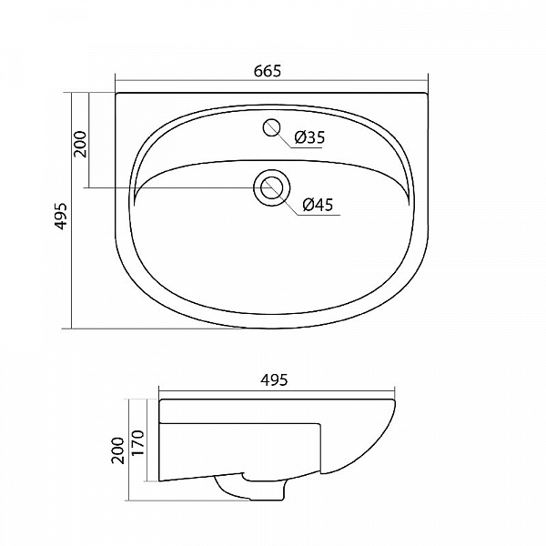 Полукруглая раковина Santek Стелла 65 1WH110174