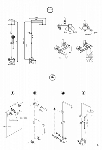 Душевая колонна со смесителем для ванны Bravat Opal R F6125183CP-A2-RUS
