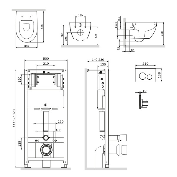 IS49001.111738 Комплект инсталляция с клав Pro L белый с подвесным унитазом Awe с сид м/лифт