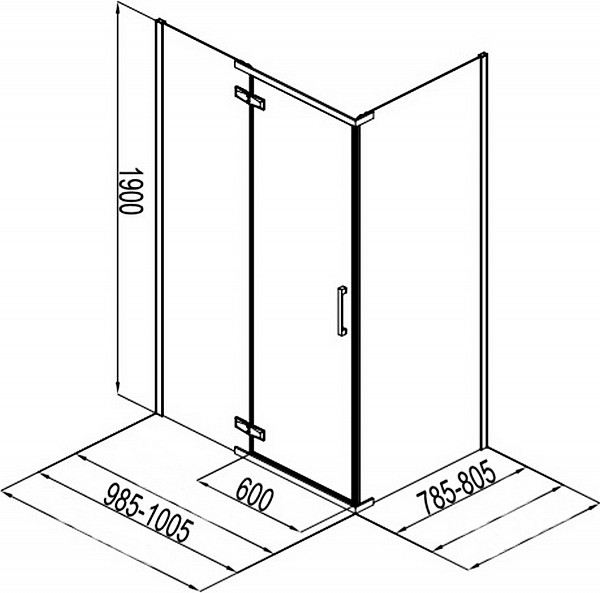 Душевой уголок Aquanet Logic RC1000 AE32-S-100x80U-CT 1000x800, прозрачное стекло AE32-S-100x80U-CT