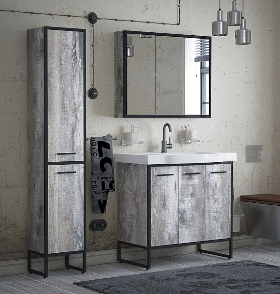 Шкаф-пенал Corozo Айрон 35 черный/антик SD-00000387