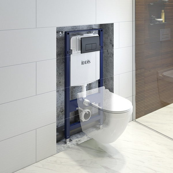 Комплект 2 в 1: инсталляция и клавиша смыва, черн., Optima Home, IDDIS, OPH00MBi32K