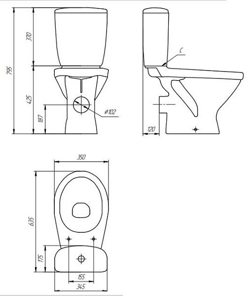 Унитаз-компакт Cersanit TRENTO TR S-KO-TR011-3/6-PL-w с микролифтом