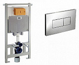 Комплект Инсталляция в комплекте с пневматической панелью слива OLI 80 300573pKA00 + Унитаз (чаша) Roca The Gap подвесной 346477000 + Крышка для чаши Roca The Gap Soft Close 801472004 с микролифтом, петли хром