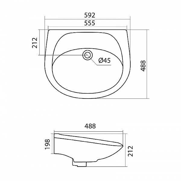 Полукруглая раковина Santek Бриз 60 без отверстия под смеситель 1WH110463