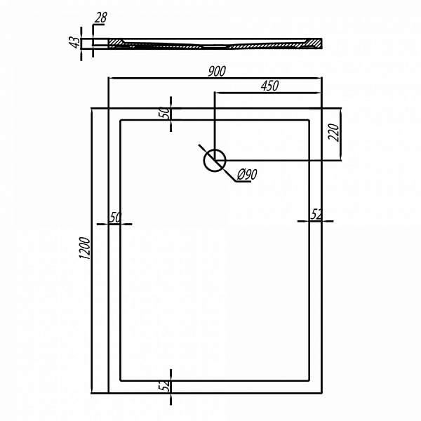 Душевой поддон Aquaton Калифорния 120х90 прямоугольный белый 1A714336CA010