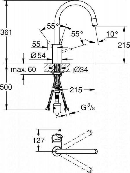 Комплект Grohe Concetto 31570SD0 Мойка кухонная K400 31566SD0 + Смеситель Concetto 32663001