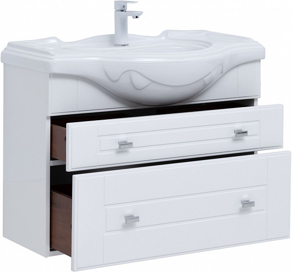 Тумба под раковину Aquanet Рондо 85 белый глянец 00304289