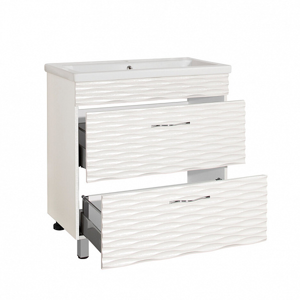 Тумба  Style Line напольная под раковину Ассоль 80, Комо 80, Люкс техно платина, PLUS