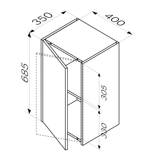 M8FCH0402OF Func, шкаф с полками 40 см (В 700мм), цвет дерево текстурир-ое