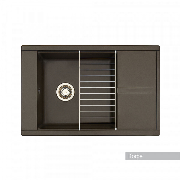 Мойка для кухни Aquaton Делия 78 прямоугольная с крылом кофе 1A715132DE280