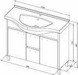 Тумба под раковину Aquanet Донна 100 белый дуб/белый (2 дверцы, 2 ящика) 00274164