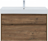 Тумба под раковину Aquanet Nova Lite 100 (SLIM SYNERGY) дуб рустикальный, 2 ящика 00249957