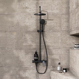 977730300 ДС Jupiter со смесителем полкой: верхний душ, ручной душ., штанга варио, чёрная