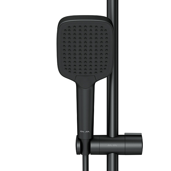 F078F222 Func, душ. система: см-ль-полка д/душа с ТМС: душ.штанга, верхн. душ квадр., ручн.душ, черн