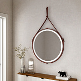 Зеркало Континент "Millenium Brown Led" D 500 на ремне из натуральной кожи коричневого цвета