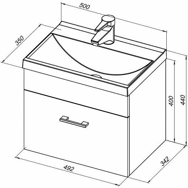 Тумба под раковину Aquanet Нота 50 белый 00159138