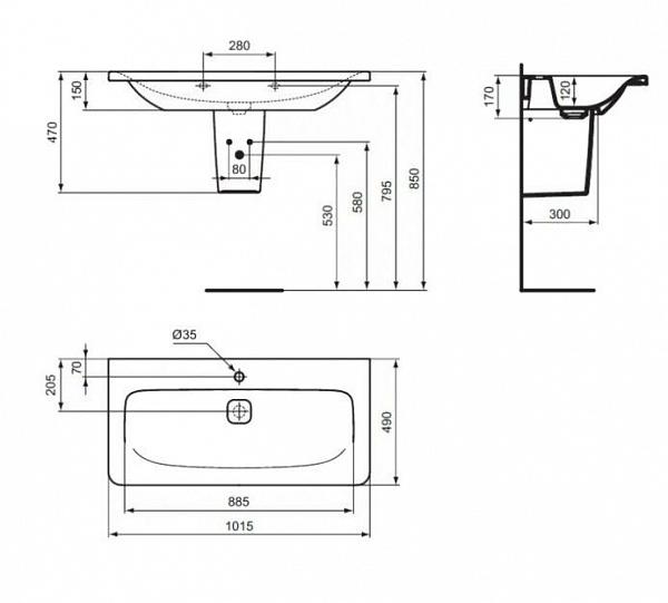 Раковина Ideal Standard Tonic II 100 см K086201
