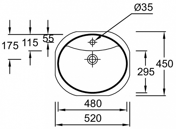 Встраиваемая раковина Jacob Delafon Odeon 52х45 см E1357-00