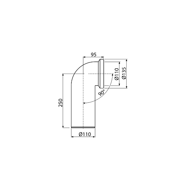 Колено Koller Pool для унитаза 90° , (A90-90)