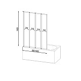 W80BS-100-140CT Like Шторка на борт ванны 100х140, поворотно-складная, хром, стекло прозрачное