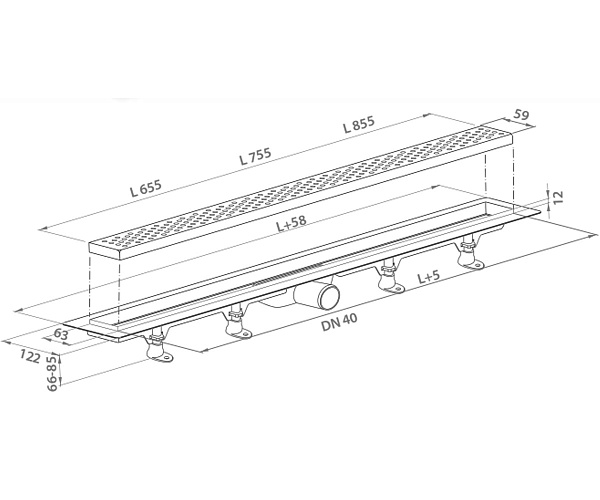 Душевой лоток с решеткой PlastBrno SZE2750