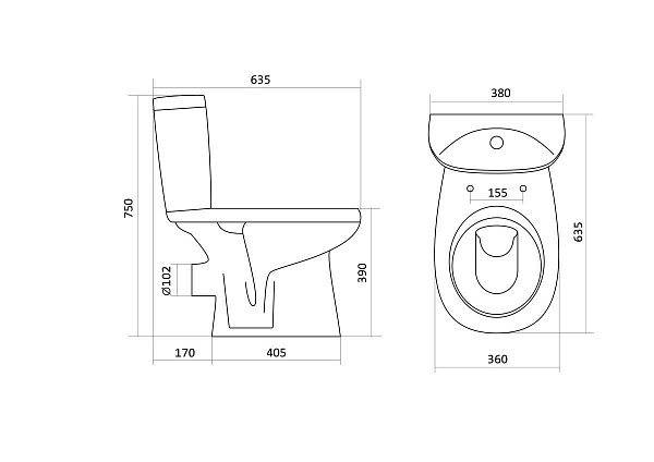 Унитаз Анимо с горизонтальным выпуском 1WH110035 Santek