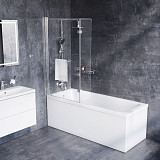 DX35WBS-D7W1-150MT Душ.шторка на борт ванны 150х80,профиль анод,стекло прозрачное,полотенцедержатель