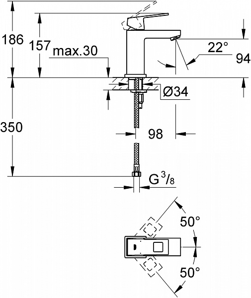 Смеситель для раковины Grohe Eurocube 23132000