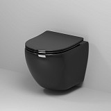 Унитаз GR-4455BS Color (485*365*360) ЧЕРНЫЙ подвесной БЕЗОБОДКОВЫЙ  с тонкой крышкой