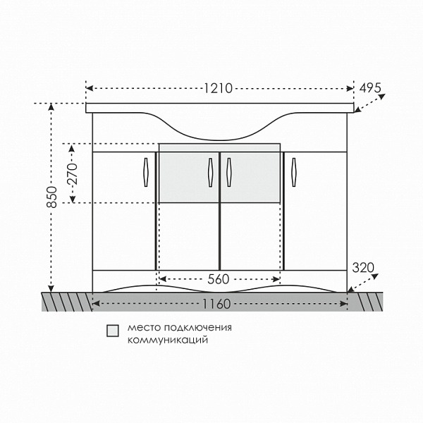 Тумба напольная Верона 120 напольная с цоколем Санта 700197, под раковину