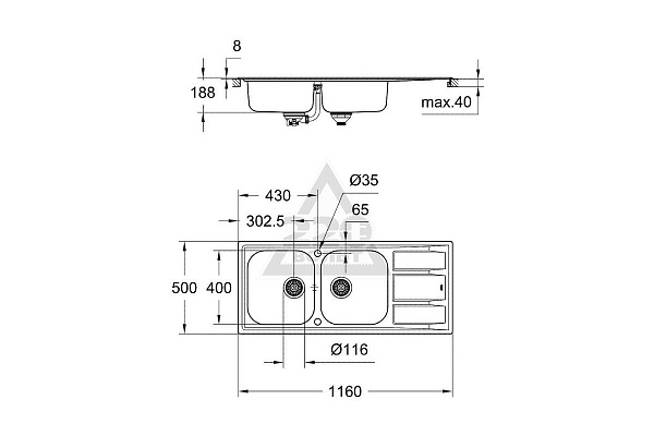 Мойка кухонная Grohe K400 31587SD0