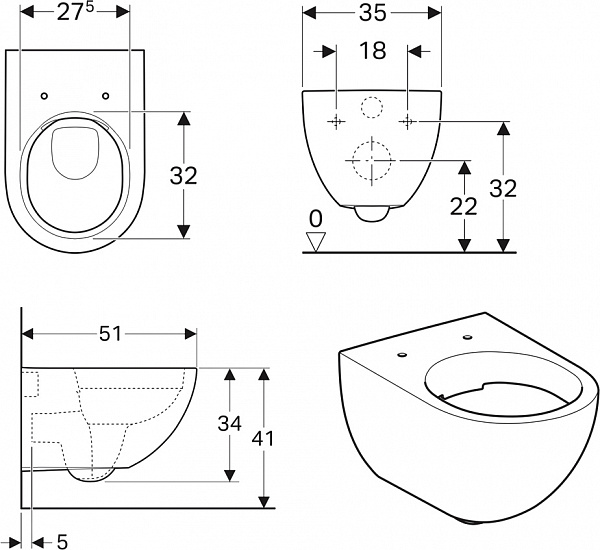 Инсталляция Geberit с безободковым унитазом Geberit Acanto Rimfree, 500.301.KJ.A, сиденье микролифт, комплект Идеальная пара