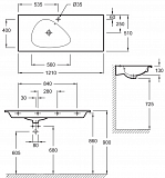 Подвесная раковина-столешница Jacob Delafon Nouvelle Vague 121х51 см  EXAP112-Z-MG2
