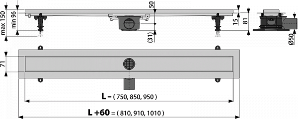 Сливной трап AlcaPlast APZ13-DOUBLE9-750