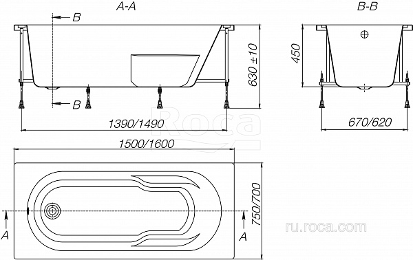 Акриловая ванна Roca Genova-N 150x75 ZRU9302894