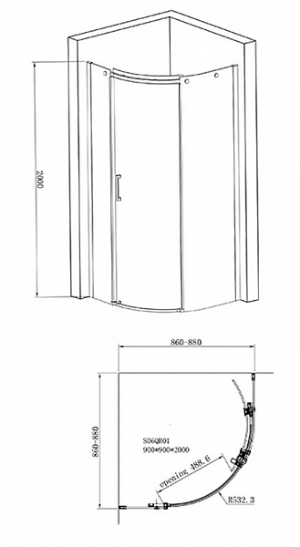 Душевой уголок Jacob Delafon Contra E22R90L-GA