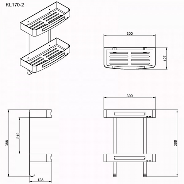 Полка AZARIO прямоугольная двухэтажная (AZ-170-2)