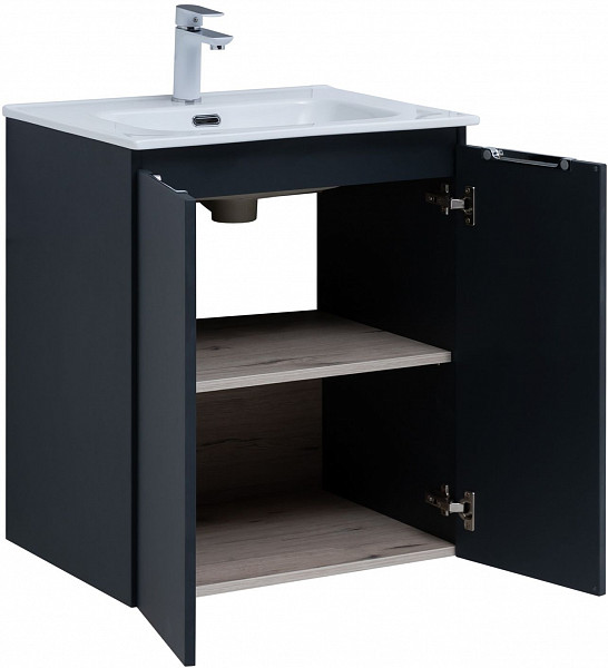 Тумба под раковину Aquanet Алвита New 60 2 дверцы, антрацит 00277523