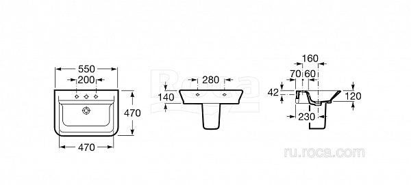 Раковина Roca The Gap 55x47 327475000