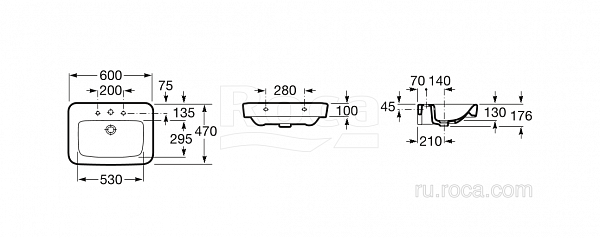 Раковина Roca Dama Senso Square 60 32751B000
