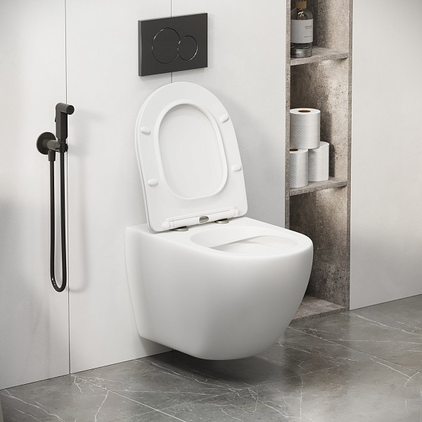 Унитаз GR-4411MS Color (550*365*395) БЕЛЫЙ МАТОВЫЙ подвесной БЕЗОБОДКОВЫЙ