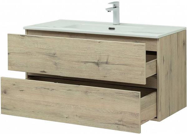 Тумба под раковину Aquanet Алвита New 100 2 ящика, дуб веллингтон белый 00277521