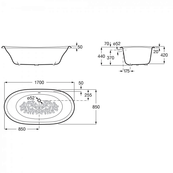 Чугунная ванна Roca Newcast 170x85 233650000