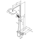 F078F400 Func, душ. система: см-ль д/душа с ТМС, душ.штанга, верхн. душ квадр., ручн.душ, хром