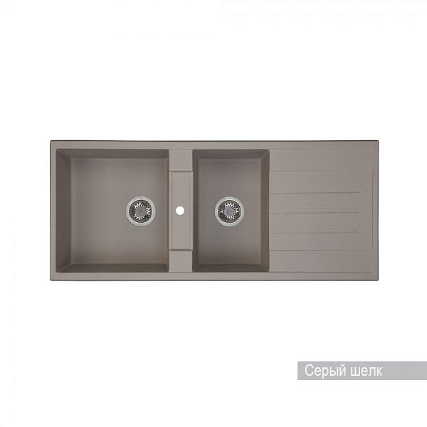Мойка для кухни Aquaton Торина прямоугольная с крылом и дополнительной чашей серый шелк 1A712032TR250